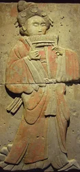 Terrakotta-stele muusikon, Tang-dynastian kanssa