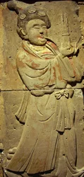 Terrakotta-stele muusikon, Tang-dynastian kanssa