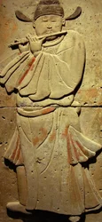 Terrakotta-stele muusikon, Tang-dynastian kanssa