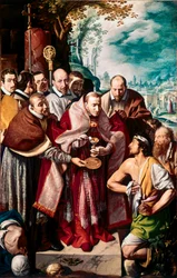 Saint Charles Borromee kommunikoi pestiferesin kanssa Italian prelaatti Charles Borromee (1538-1584) pitää ehtoollisen sairaille Milanon ruton puhkeamisen aikana vuonna 1576. Tanzio da Varallon (Antonio d