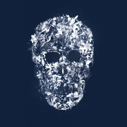 FloralSkull, 2018 (sekoitettu media kankaalle)