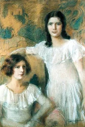 Kahden tytön muotokuva, n. 1910 (pastelli laivalla)