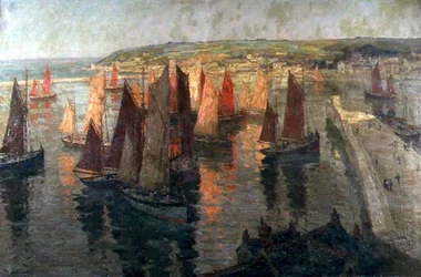 Punainen ja kulta, Brixham (öljy kankaalle)