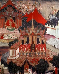 Kohtauksia Buddhan elämästä, 1800-luvun puoliväli (seinämaalaus)