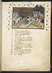 Irlantilainen päällikkö MacMorogh lähestyy Gloucesterin herttua, MS Harley 1319, f.9r.