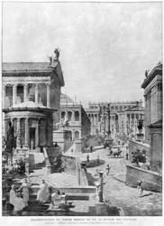 Antiikin roomalainen foorumi, 1914 (bw-kaiverrus)