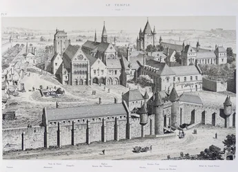 Näkymä temppelistä vuonna 1450, kuvitus teoksesta "Pariisi kautta aikojen", 1885