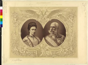 Itävallan keisari perheen kanssa Muistopaperi 40-vuotishääjuhlasta hänen majesteettinsa 24. toukokuuta. huhtikuuta 1854 1894