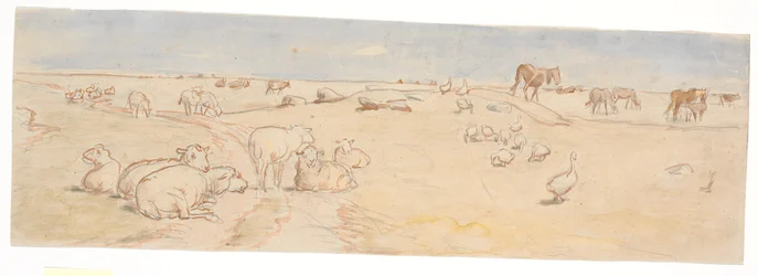 Lampaat ja hanhet Saltholmilla (luonnos boolikulhojen koristeluun)