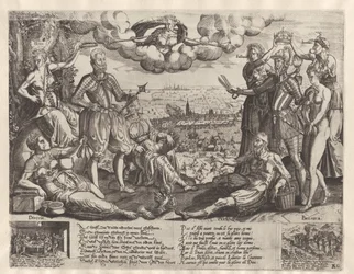 Oranjen ja Alvan vertailu, taustalla Espanjan raivo, n. 1577