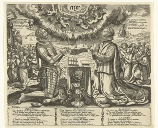 William of Orange ja Charlotte of Bourbon polvillaan maisemassa
