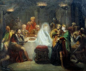 Banco Illustrationin spektri William Shakespearen teokselle "" MacBeth". Theodore Chasseriaun (1819-1856) maalaus 1854 Reims, Musee des Beaux Arts