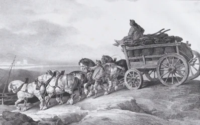 Hiilivaunu [sic.] Hevosten piirtämä, 1822.
