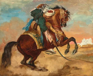 Turkki asennettu kastanjanväriseen hevoseen, n. 1810 (öljy kankaalle)