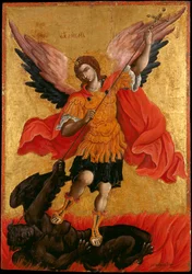 arkkienkeli Saint Michel - Arkkienkeli Mikael - Peinture (ikoni) de Theodore Poulakis (1622-1692) - 17. vuosisadan toinen puolisko. - Tempera paneelissa - 76x54,3 - Benaki-museo, Ateena