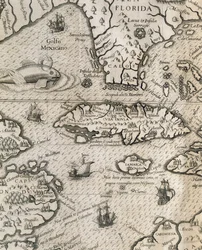 Kuuban saari, Florida ja Meksikonlahti, kaiverrus American Grand Voyages -historiasta