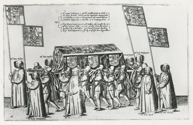 Sir Philip Sidneyn hautauskortegio matkalla St. Paulin katedraaliin, 1587