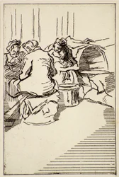 Kolme naista istumassa, 1900-luku (etsaus)