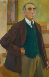 Omakuva vihreässä liivissä, 1924.