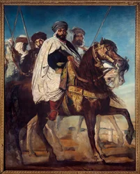 Ali Ben Ahmed, Constantinen viimeinen kalifi ja Harakta-heimon päällikkö, saattueensa seuraamana Constantinen edustalla, 1845. Mitat: 3,25 x 2,6 m