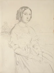 Nuoren naisen muotokuva, istuu kolme neljäsosaa vasemmalle, 1839-1856