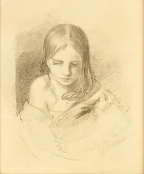 Luonnos luonnosta, sanotaan olevan Ines Fletcher (lyijykynä)