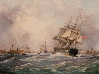 Brittiläinen sotalaiva Portsmouthin edustalla