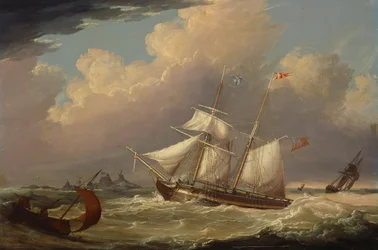 Englantilainen prikaati "The Guide" saapumassa Elbe-joelle Saksassa, 1828