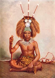 Samoalainen päällikkö täydessä seremonia-asussa, 1902