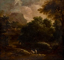 Metsäinen maisema hahmoineen, n. 1789-1847 (öljy paneelille)