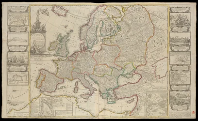Uusi Euroopan kartta Tehty Lontoon ja Pariisin kuninkaalliselle seuralle toimitettujen tarkimpien havaintojen perusteella, noin 1720 (tekninen piirustus).