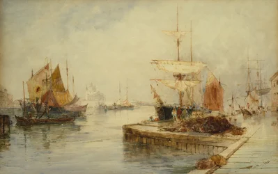 Sisäänkäynti Giudecca Venetsiaan, n. 1870 (kynä ja akvarelli)