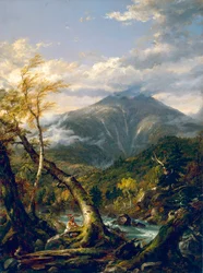 ""Intian Pass"" Torrent-maisema Amerikan intiaanien kanssa - Thomas Colen (1801-1848) maalaus - 1847 - Öljy kankaalle Koko 101x75 cm Museum of Fine Arts, Houston