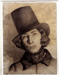 Maurice Sandin (1823-1889), George Sandin pojan, 21-vuotias muotokuva - Thomas Couturen (1815-1879) päivätty piirustus - tätä piirustusta pidettiin pitkään hänen äitinsä George Sandin piirustuksena, Musee de la Vie Romanttinen, Pariisi
