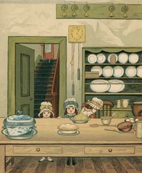 Vida a casa: nens a la cuina de la planta baixa