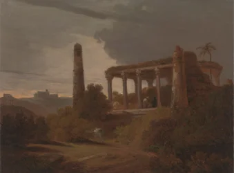 Paisagem indiana com templo Ruinsfinnish