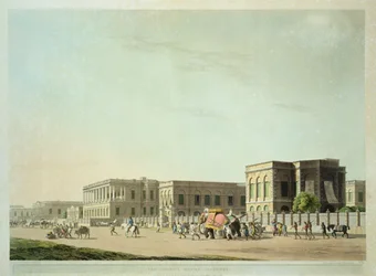 The Council House, Kalkutta, levy 29 teoksesta Oriental Scenery: Twenty Four Views in Hindoostan, kaiverrus Thomas ja William (1769-1837) Daniell, 1798