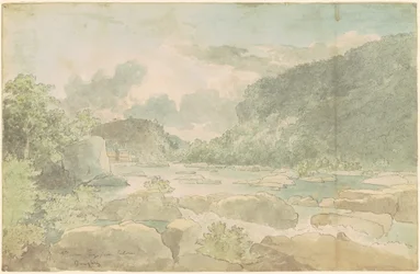 Harpers Ferry from Below, n. 1825-26 (kynä ja muste vesivärillä paperilla)
