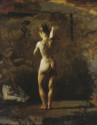 Tutkimus William Rushille veistämällä hänen allegorista hahmoaan Schuylkill-joesta, 187677.