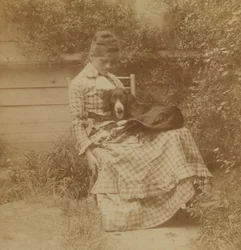 [Susan Macdowell (myöhemmin rouva Thomas Eakins) setterin kanssa]