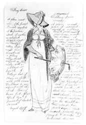 Nainen päivänvarjokävelymekossa, 1875-1876.