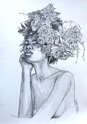Color In Black and White, 2020 (tussi ja muste paperille)
