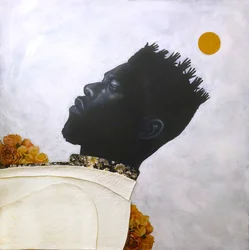 Hair Towards The Sun III, 2023 (sekatekniikka kankaalle)
