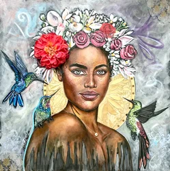 Queen Beauty, 2019 (sekatekniikka kankaalle)