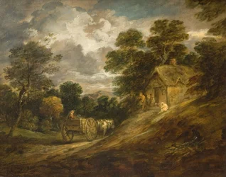 Maisema mökillä ja kärryllä, 1786.