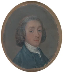 Muotokuva nuoresta miehestä, jolla on puuterihiukset, n. 1750.