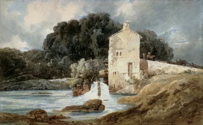 The Abbey Mill, Knaresborough, n. 1801 (akvarelliväri grafiitin päällä taitetulla paperilla)