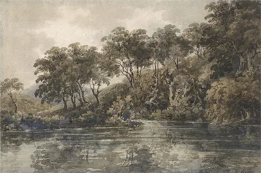 Puut ja lammet lähellä Bromleya, Kent, n. 1798 (kynällä ja vartalovärillä paperilla)