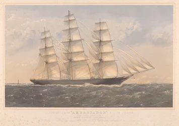 Clipper Ship Ambassador, A.1. 16 vuotta... William Lund Esquire  muut (omistajat) William Walker Esquire (rakentajat).