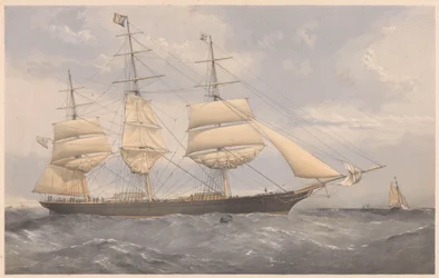 The Clipper Ship Norman Court, noin 1868-74 (värillinen litografia, grafiitti).